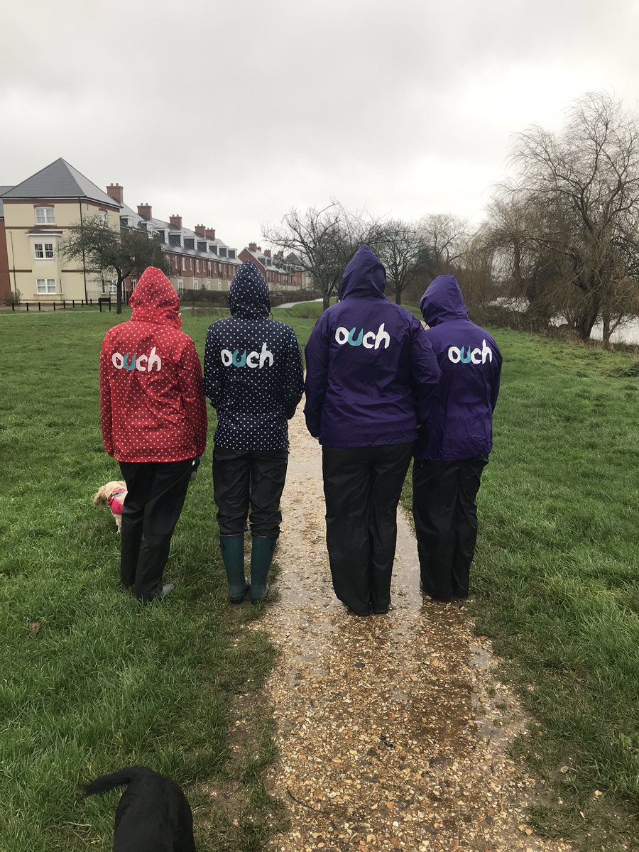 ouchlandd's tweet photo. The @ouchtt team are dressed for our wet and windy #middaymile #healthandwellbeing #mentalhealth #MentalHealthAwareness #StormBrendan @LHoltonLee @Greendale_Build @DorsetWildlife @Spuddrs https://t.co/N94AxAQ9N1