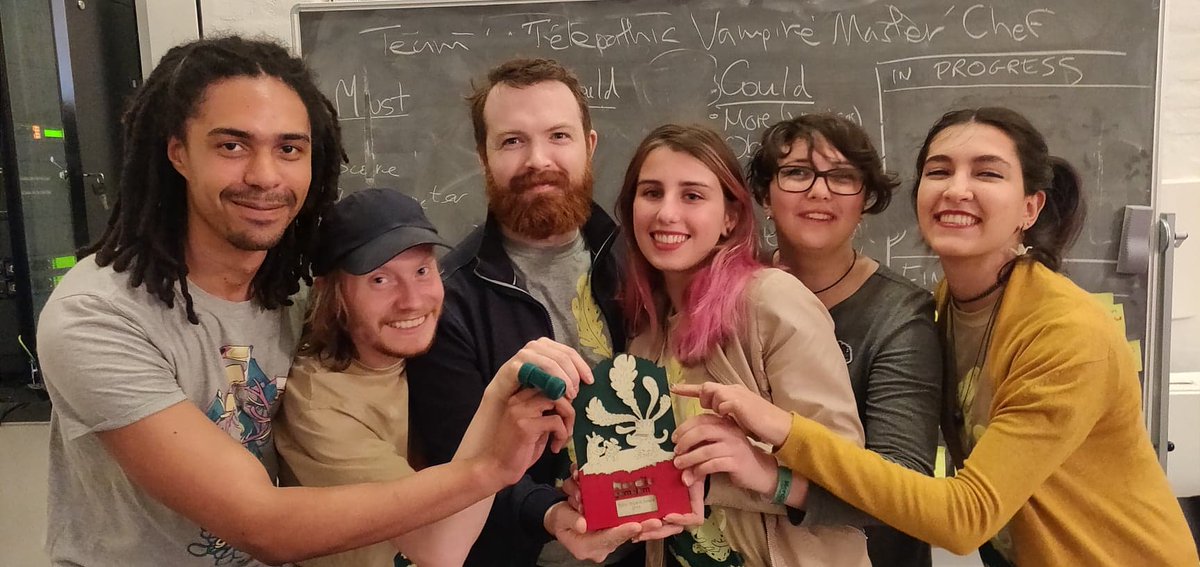 NordicGameJam's tweet photo. NGJ &amp; SYBO reunites! At #NGJ20, SYBO will present the SYBO Impact Award: an award for games with positive impacts on global issues. SYBO will donate 10.000 DKK to a charity of the winners' choosing!
Here are the happy winners of last year's award, Telepathic Vampire Master Chef! https://t.co/o2WqyW7HAq