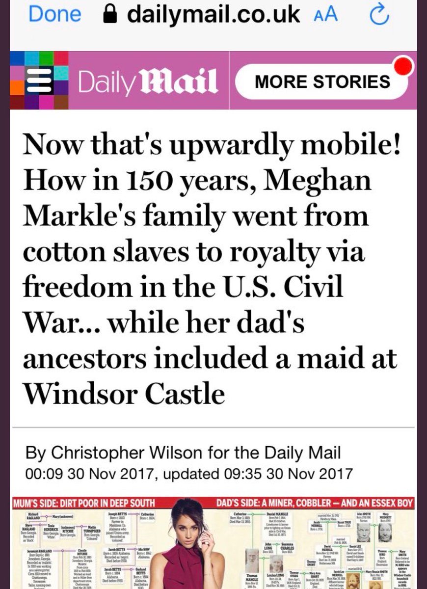 Exhibit 15:  #FamilyBackgroundGate Her ancestors were slaves and maids! She's almost Straight Outta Compton. How dare this woman marry outside of her birth and class? And what has the US Civil War got to do with her relationship with Harry?