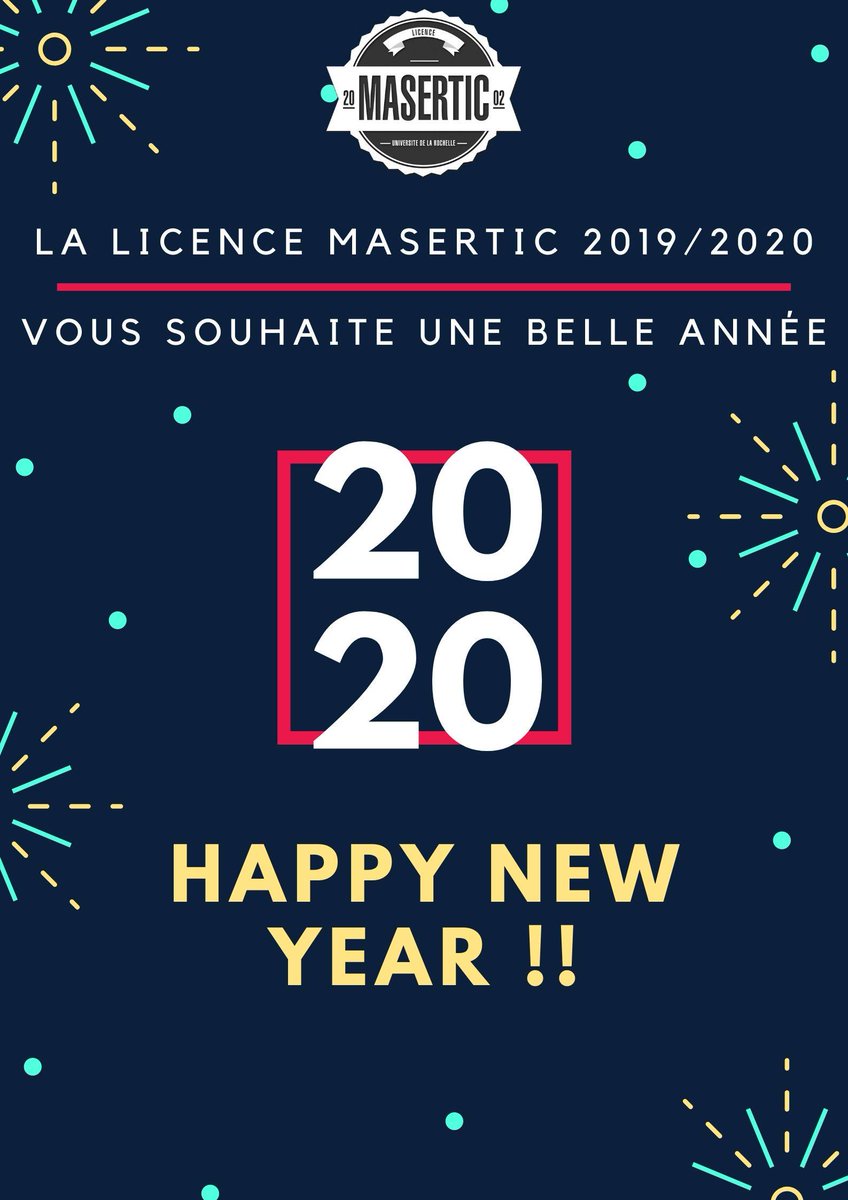 ✨L'équipe <a href="/LP_MASERTIC/">MASERTIC</a> vous souhaite une très bonne année et plein de belles choses pour 2020 ! 
Santé, réussite... En espérant que tous vos projets aboutissent !🤞 #iutlr