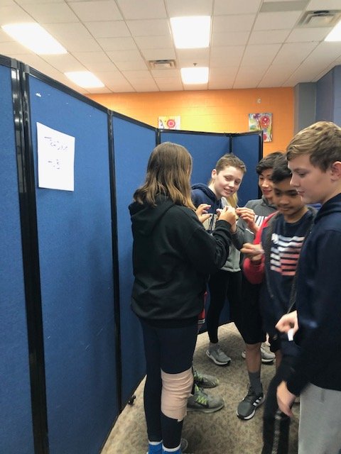 LDSspotlight's tweet photo. The Nagel Learning Commons is a busy place!  Mrs. Yousuf and Mr. Fogelson combined their seventh grade social studies classes for an engaging and interactive trade simulation--complete with trade routes and a trading hub. #Nagelbethechange #WeareFHSD https://t.co/as2ufUOMOZ