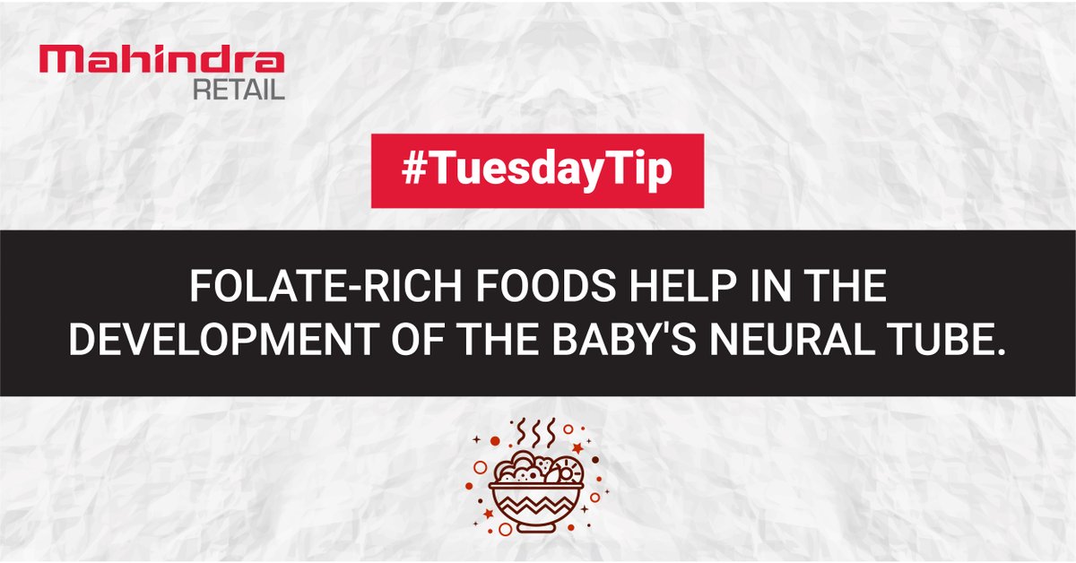 Mahindra_Retail's tweet photo. Folate and folic acid are important during pregnancy as they help prevent neural tube defects, such as spina bifida. Stock up on fortified cereals, asparagus, lentils, wheat germ &amp; oranges!

#tuesdaytips #babytips #momtobe https://t.co/Z1mYKem6fQ