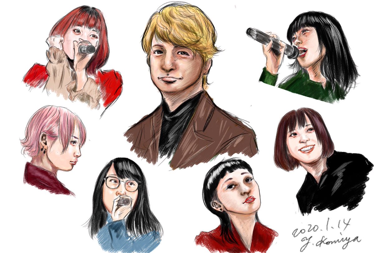 コミヤ ユウキ 香取慎吾さんとbishの6人を描きました コラボ曲のfuture World Feat Bish ずっと聴いてます 香取慎吾 Bish アイナジエンド セントチヒロチッチ モモコグミカンパニー ハシヤスメアツコ リンリン アユニd Futureworld お絵かき