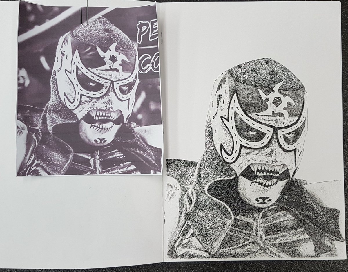 First one of the year, felt a bit out of prac but pleased with how this dotwork of @PENTAELZEROM  has turned out! #pentagonjr #dotwork #AEWDynamite