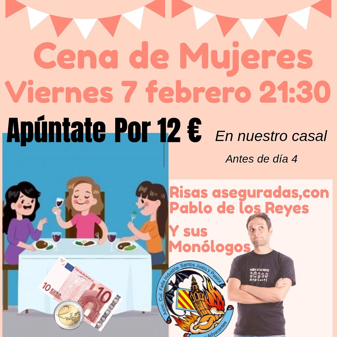 FallaIndustria's tweet photo. Cena de mujeres + monologo, la mejor cena del año, no te la pierdas https://t.co/X5QEhttrxk