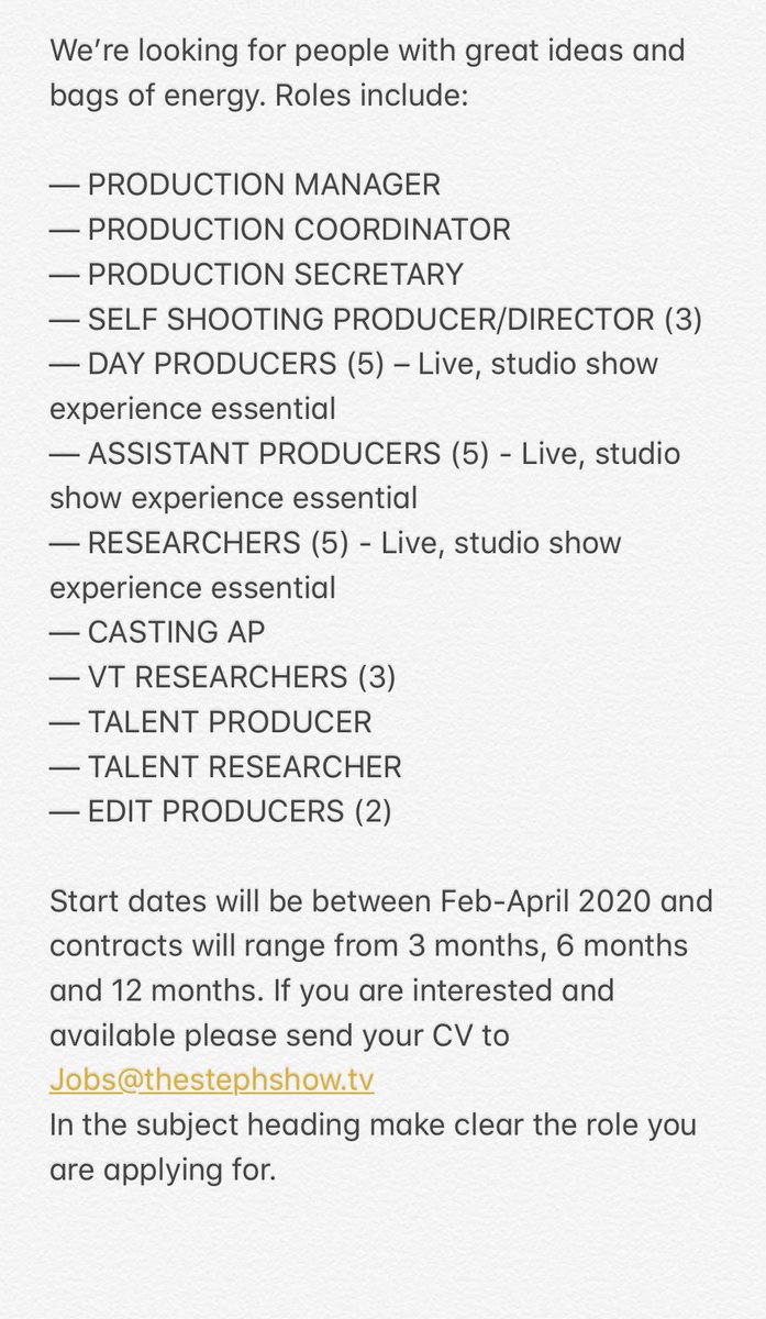 StephLunch's tweet image. Later this year I’m launching a daily show live from Leeds on @Channel4 —
 ‘The Steph Show’ 🤣

We’re looking for people to join our team. Details 👇

P.S - I’m also hell-bent on getting people on my team who’ve never had chance to work in TV before. Watch this space. 👀