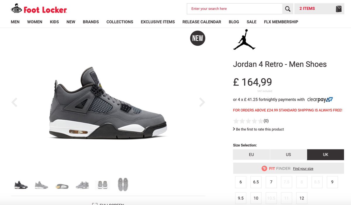 Jordan 4 Cool Grey RESTOCKED 