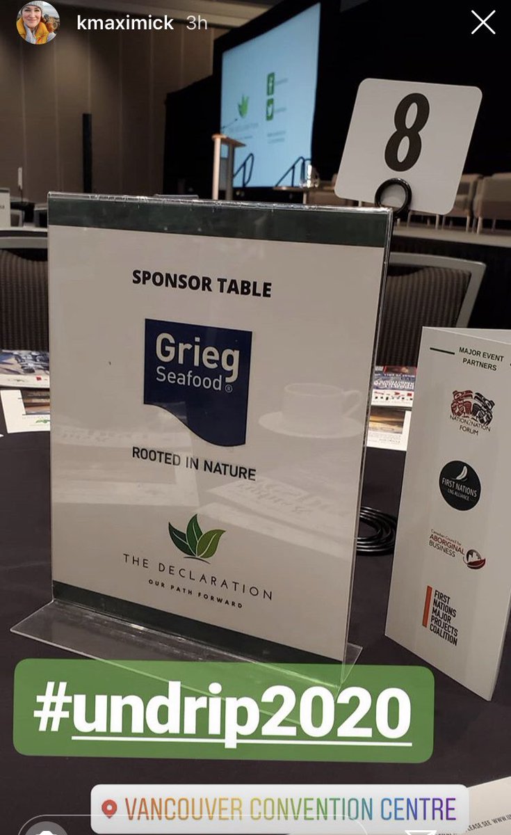 BCSalmonFarmers's tweet photo. #GriegSeafoodBCLtd and @MowiCanadaWest are part of the 550 attendees for the UNDRIP 2020 Conference today in Vancouver!
They will be part of an historic conversation to finding the path to shared prosperity. ❤️
#undrip2020 #vancouverconventioncentre #findingthepath https://t.co/my0Nm3Fsgo