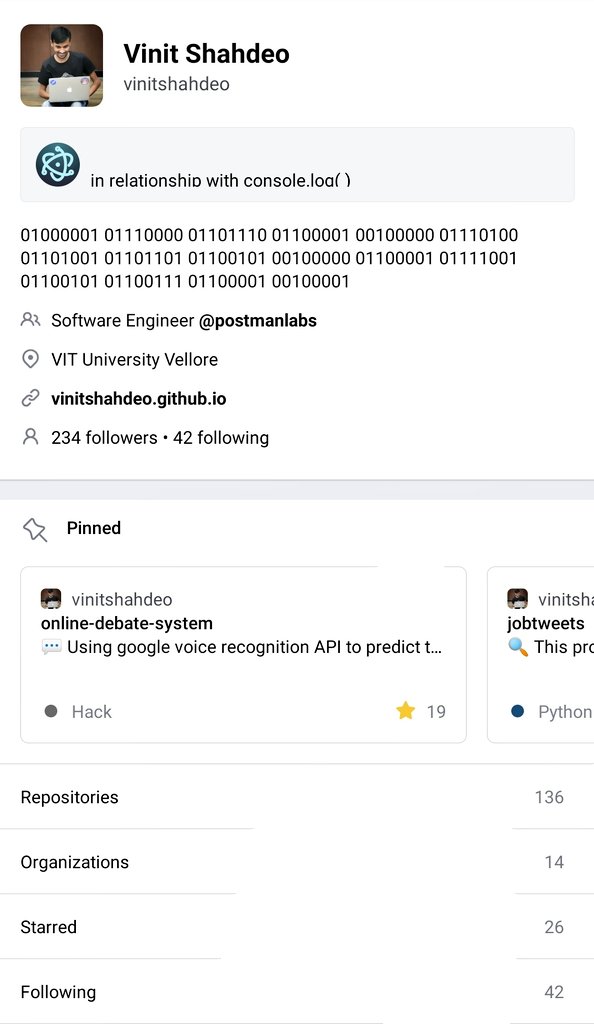 Vinit_Shahdeo's tweet photo. The long awaited app is here! Absolutely loved it! β€
Thanks @github for giving me early access :)
Link: https://t.co/3m2TatPeQ2
#GitHubAndroidApp #GitHub #BetaTester @Android https://t.co/glEKK5wl0u