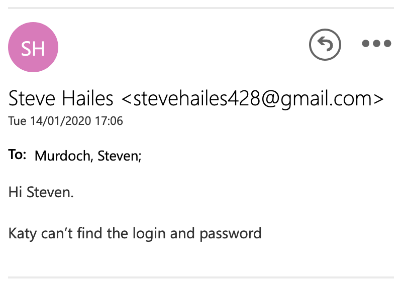 Hi Steven.

Katy can’t find the login and password 