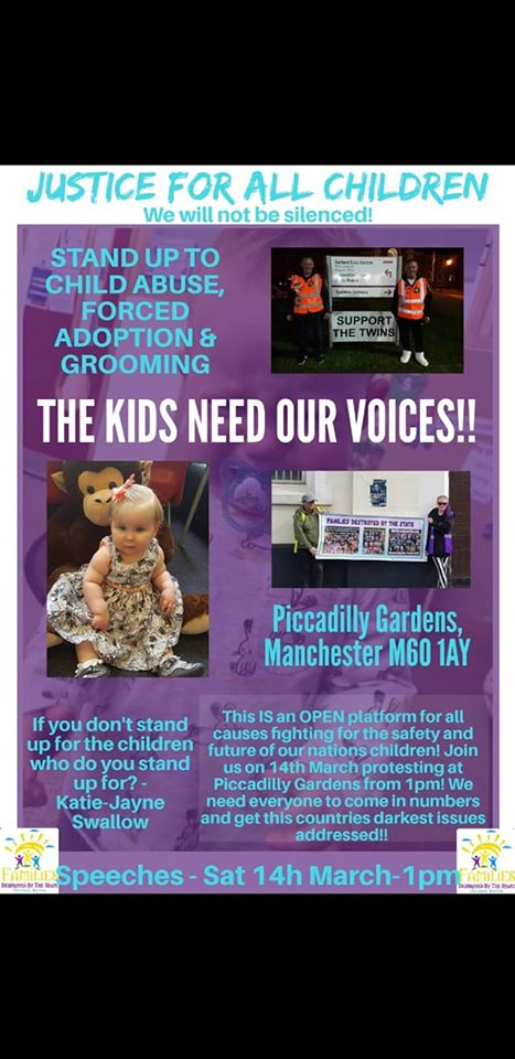 SwallowJayne's tweet photo. #ForOurKids #ChildrenMatter #EndForcedAdoption #KatieJayneSwallow #ParentalAlienation #PatriotsUnion #DannyTommo #LukeUncaged #SharonBinks #FamiliesDestroyedByTheState #ForcedAdoption #JusticeFighters #TruthTellers #Manchester #StopChildAbuse #Kidnapped #veterans #NeverSurrender https://t.co/oLTycBnjAx