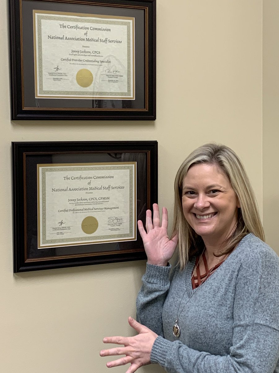 DrJennyJackson1's tweet photo. A new certificate calls for new framing!
#CPMSM #CPCS #credentialing #providerenrollment #MSP #NAMSS #leadership https://t.co/Aff7oRRCVx