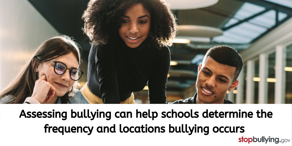 StopBullyingGov's tweet photo. Assessing bullying in schools through a simple survey can go a long way in understanding where your anti-bullying policies fall short. #StopBullying #Survey #Policies
https://t.co/QiOBSwIDiA https://t.co/AvSC97E7MO