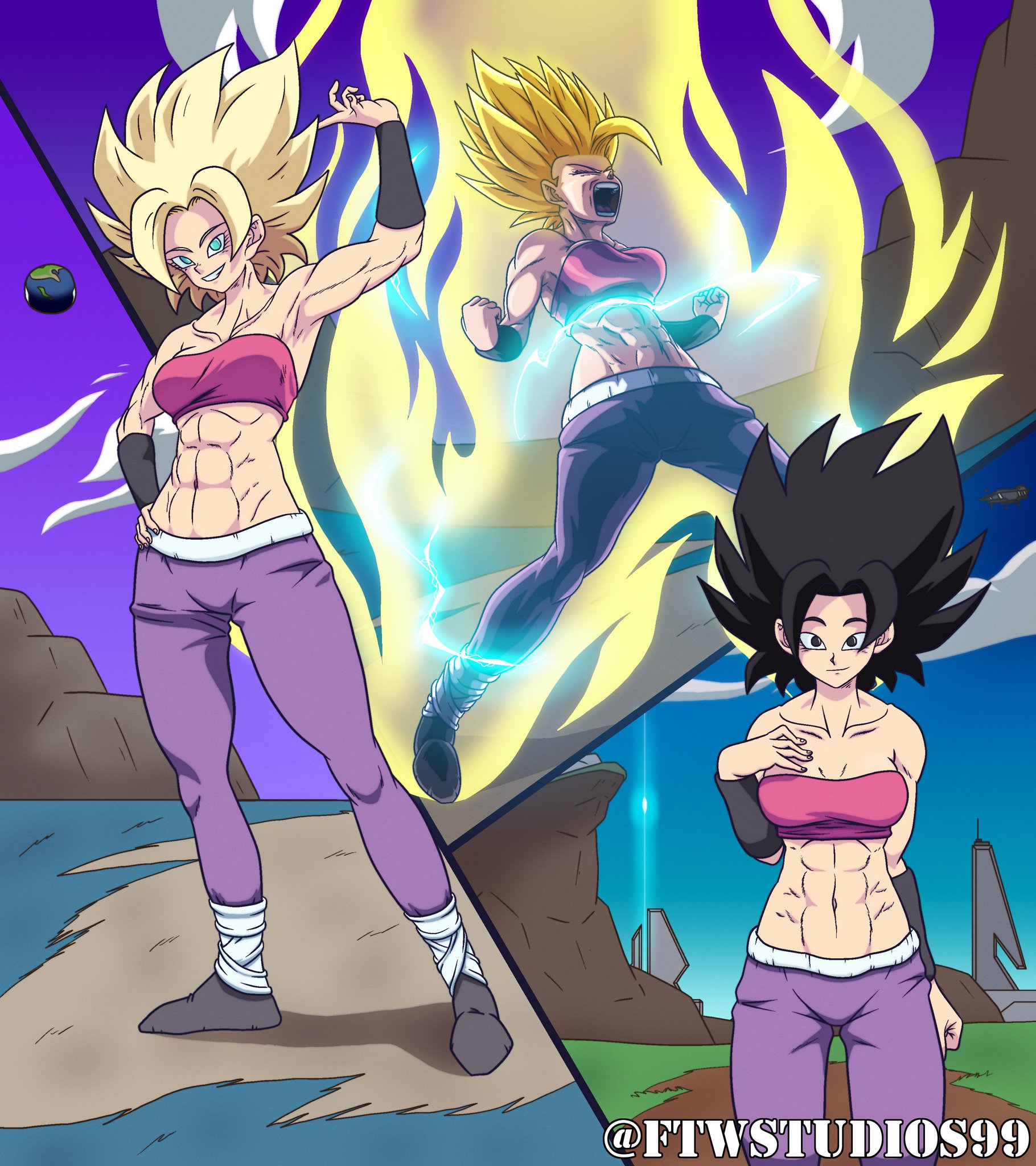 s design, so I drew Caulifla in her Base, Super Saiyan and Super Saiyan 2 f...