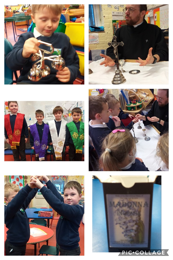 A very interactive and informative workshop today with Father Dylan learning all about our church and its artefacts. Diolch Father Dylan! @LlanbedrDC @StAsaphDiocese