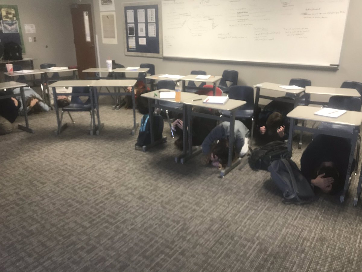CoachTietjen's tweet photo. 2nd Period Duck and Cover Drills #historyisreal https://t.co/vXJhWwg61i