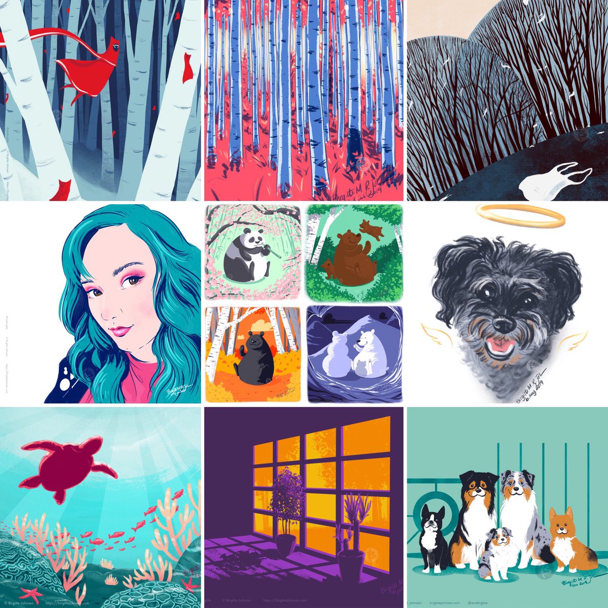 A mix of censured, portraits and characters.