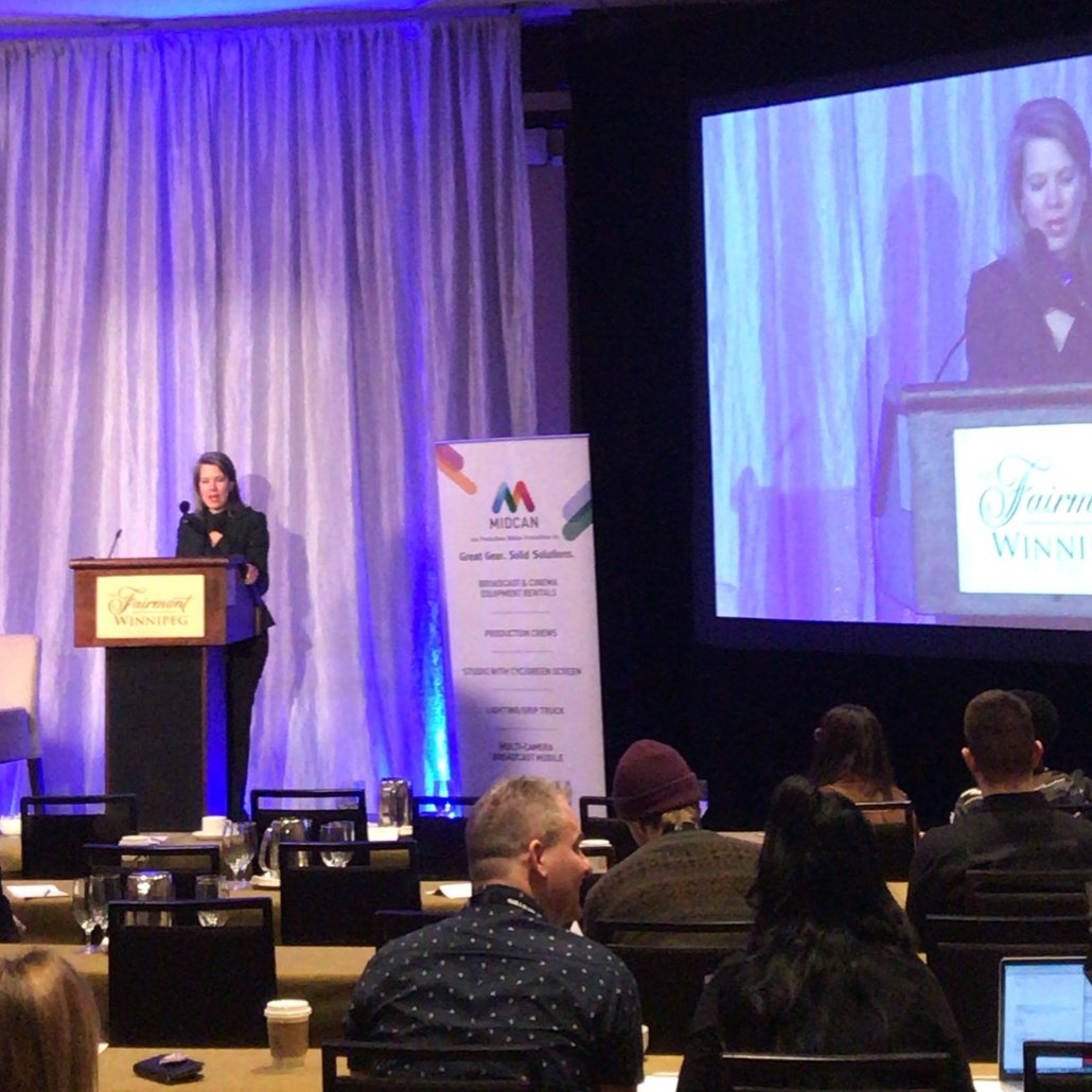 Telefilm_Canada's tweet photo. Our executive director @Christa_D_ gave welcoming remarks at @OnScreenMB All Access 2020 panel "What is the Future of Canadian content"! #Cancon #allaccess2020 #Winnipeg https://t.co/TGE855Ywm7
