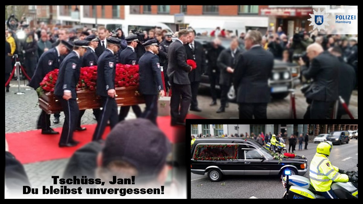 PolizeiHamburg's tweet image. Noch einmal über den Kiez:
Soeben haben unsere Sargträger und eine Polizeieskorte dafür gesorgt, dass #JanFedder dieser Wunsch nochmal ermöglicht wurde.

Machs gut, Jan!