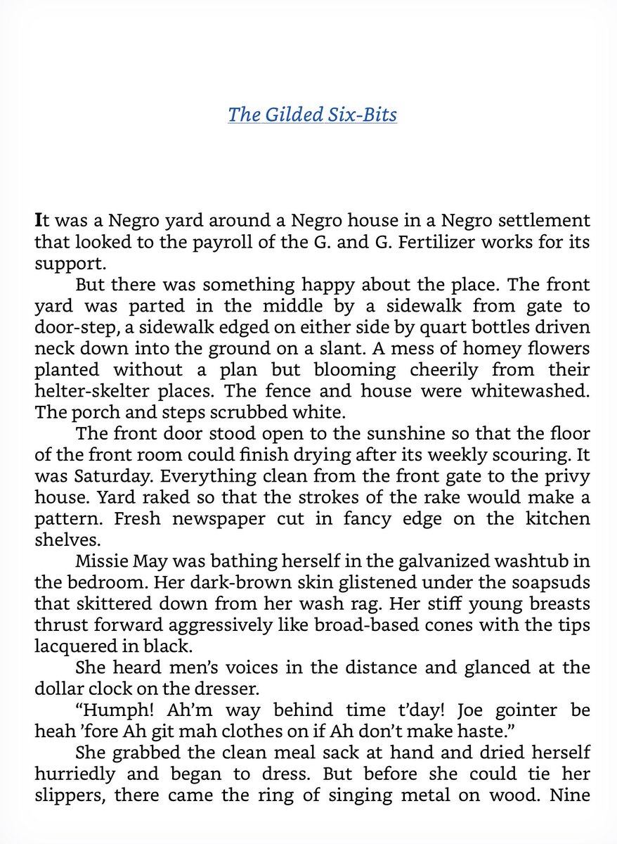 1/14/2020: “The Gilded Six-Bits” by Zora Neale Hurston, from her new collection HITTING A STRAIGHT LICK WITH A CROOKED STICK, out today from  @AmistadBooks.