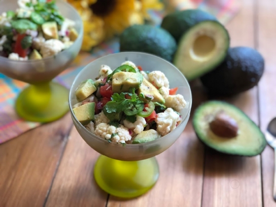 Vegan Avocado Cauliflower Ceviche a heart-healthy recipe #vegetariancuisine #veganrecipes trbr.io/HMM7lkt via @ABRecipes