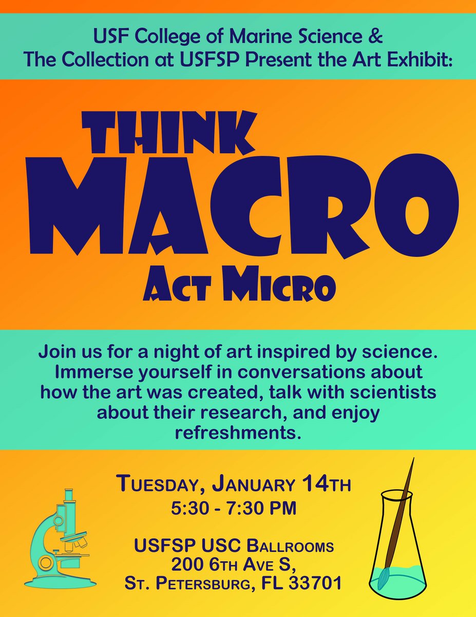 karyna_rosario's tweet photo. @USFCMS @KemaMalki @virome_girl @kenzie3kinz Excited for the follow up of Art&amp;Science night @USFCMS this evening! Artists have come up with sculptures, a dance performance, interactive art, paintings and more based on what they learned during Art&amp;Science night. Come see! #ThinkMacroActMicro @kenzie3kinz @virome_girl https://t.co/I4c8Z9pF7A