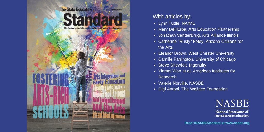 NASBE's tweet photo. New issue of #NASBEStandard out today! The issue explores the connections between #artseducation and student success. Read on: https://t.co/O0vJQ9mn2k https://t.co/jFOQdN9B9z