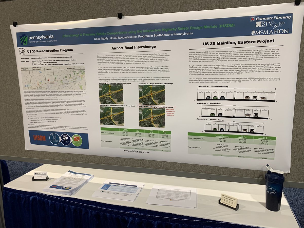 NKlineMcM's tweet photo. Come see me at #TRB2020 in Hall A now to talk about @PennDOTNews US 30 project interchange safety analysis using IHSDM @mcmahonassoc https://t.co/pwSaTNqcxS