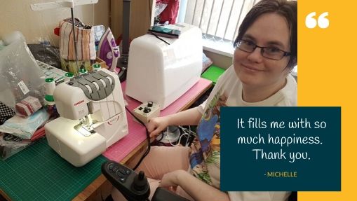 RemapUK's tweet image. Michelle is delighted with her hand controlled overlocker sewing machine. Read her blog to find out more: lght.ly/mhddoa0
#CharityTuesday #MakingThingsPossible