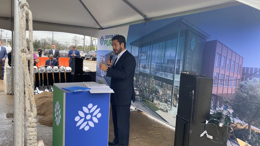 HectorMoralesTX's tweet photo. @HarrisCoPct2 Commissioner @AdrianGarciaHTX speaking at the Center for Pursuit groundbreaking ceremony here in the East End.
#Precinct2Strong #OnOurSide #Education https://t.co/W1I4IA4xr0