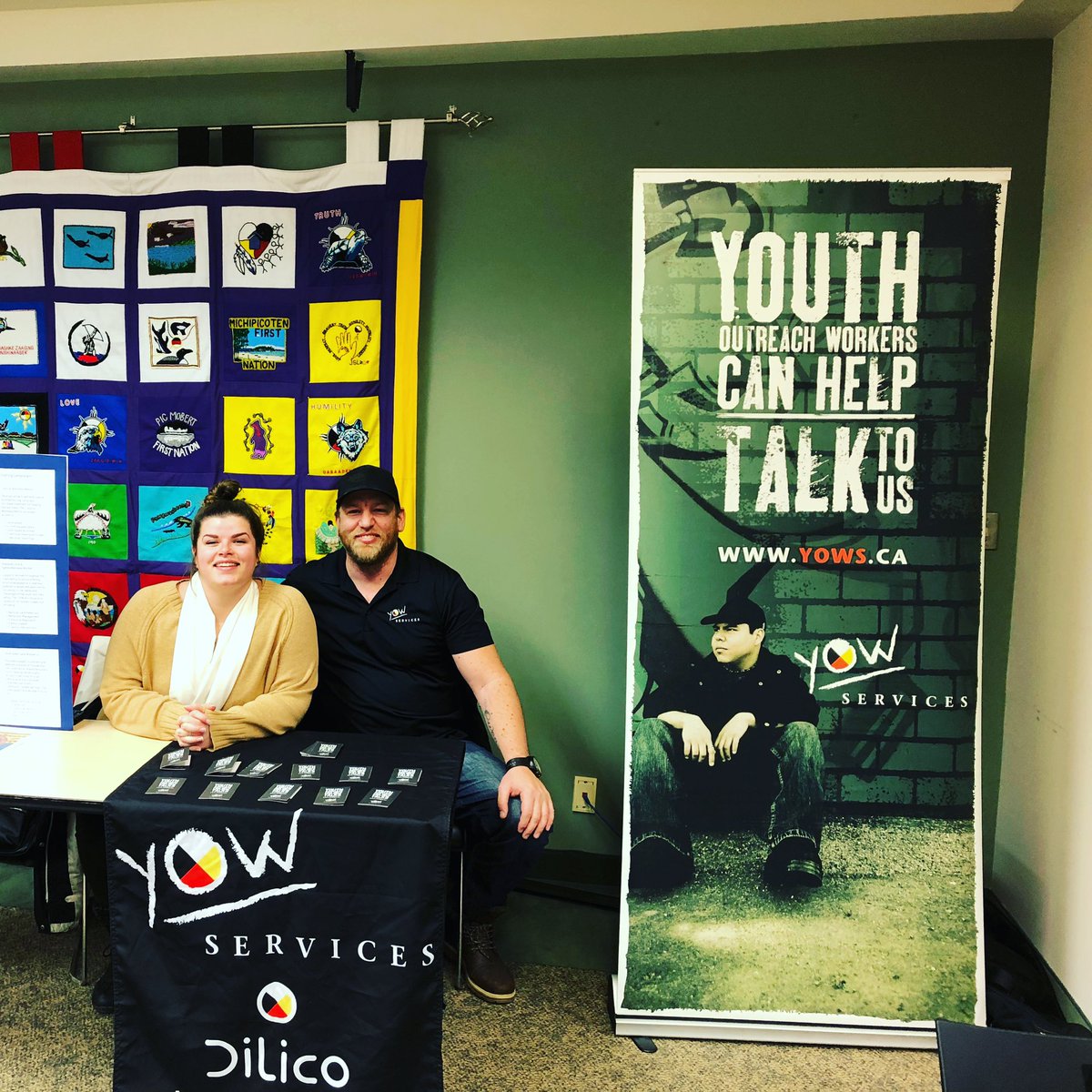 YOWs_Tbay's tweet photo. The Yows are set up at the Dilico main office today for some information sharing! #pyow https://t.co/NdQF6TE9LS