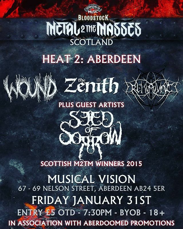 SeedOfSorrowsos's tweet photo. We will be special guests at HEAT 2 of Scotland's Metal To The Masses!! #Wound, #TheZenith and #Drekavac have a chance to perform at @bloodstockopenair!! #m2tm #bloodstock #aberdeen #scotland #metal #music #byob #thrashtag #guitar #mosh #pit #beer #drums… https://t.co/NOIy9Axo9M https://t.co/6p4BQNxycn