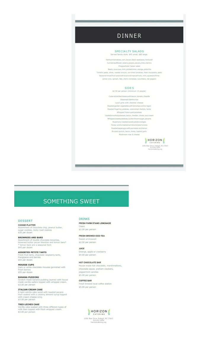 333LovelyLeslie's tweet photo. Yum! #DidYouKnow when you partner with #HorizonCatering for an event, you're supporting @FoodShuttle program designed to end hunger in our #NC communities? Take a look at their 🆕️ Catering Menu for 2020! #TuesdayTips #TuesdayMotivation #catering #food #SobeSavvy #Raleighblogger https://t.co/Y31RonTzTJ
