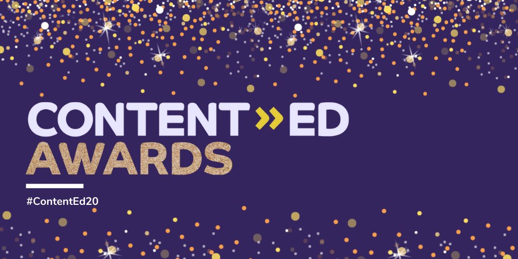 Glitter in the background. Text reads: "ContentEd Awards. #ContentEd20".