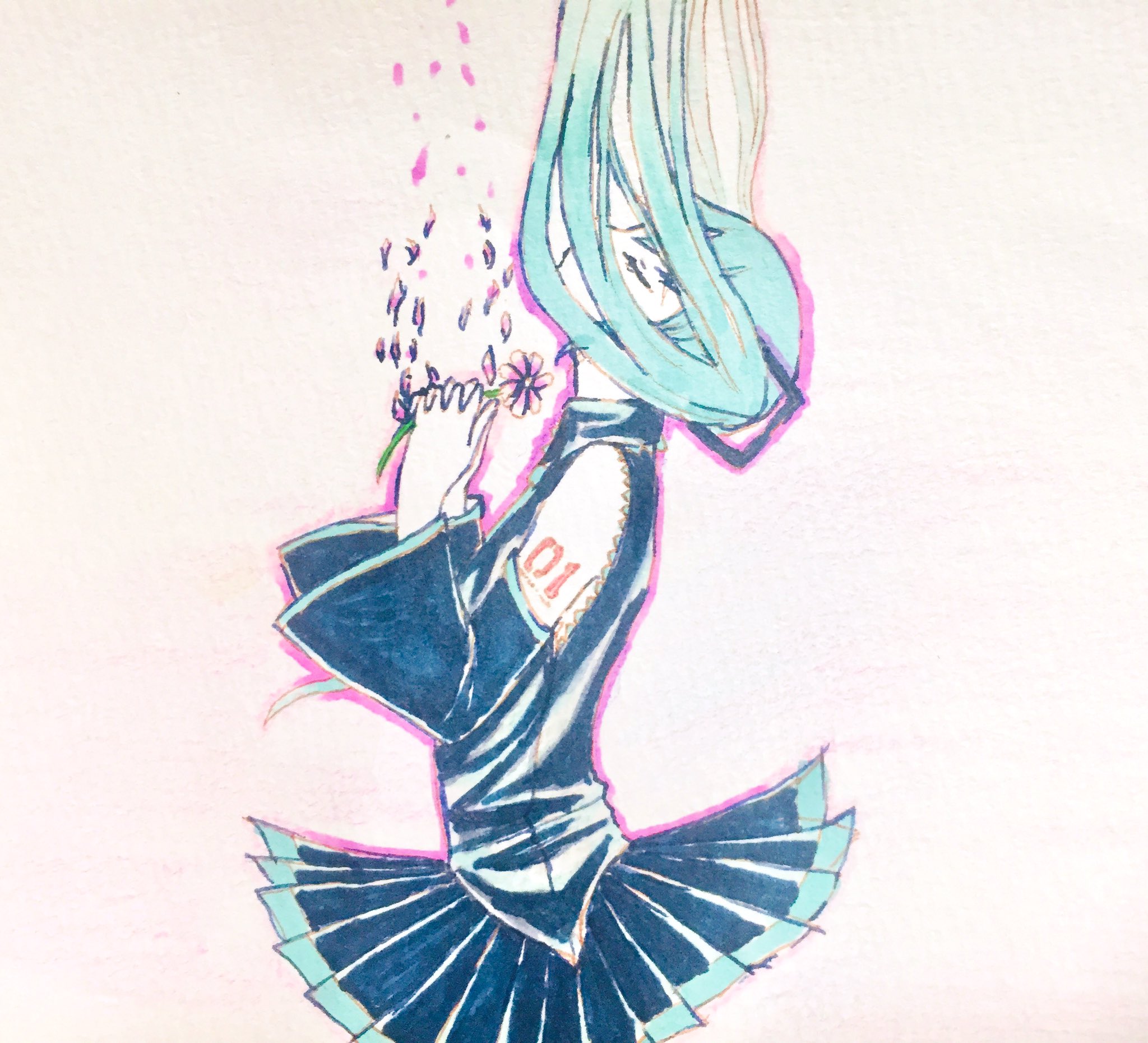 星の瀬かいあ イラスト 制作垢 1 14 1日1絵 今日は初音ミクさん 下から風きてるイラストもいいなぁ 幻想的になる気がする T Co Gltat4aafx Twitter
