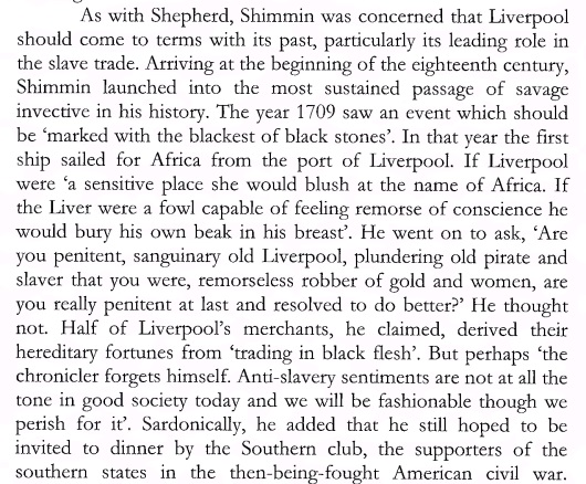 He also wrote a running series in which he told a satricial history of Liverpool, facing up totally unblinking to the role that slavery had played in the city's growth and prosperity: 8/