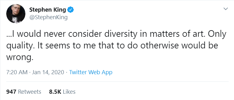 tybutdisagree's tweet photo. ...and who determines "quality" in matters of art, stephen? https://t.co/8Dx0otYLTq