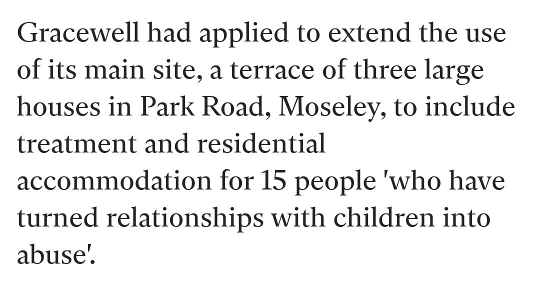 According to Rosie Waterhouse, neighbours were up in arms about paedophiles being bused between their digs and the clinic. There were schools and children's homes in the vicinity. A petition was signed and pressure brought to bear on Moseley councillors.  https://www.independent.co.uk/news/uk/clinic-for-sex-offenders-is-told-to-close-planning-permission-refused-after-campaign-by-worried-1509308.html