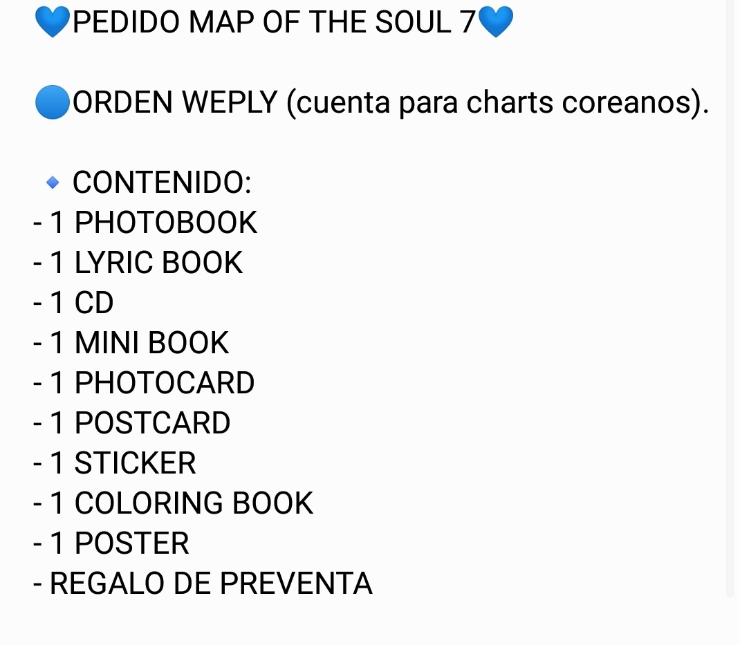 borahaejasu's tweet photo. [MX GO] MAP OF THE SOUL 7💙

PREVENTA DE WEPLY🗺️

NECESITO OCUPAR NUEVE CUPOS MÁS PARA QUE LOS ÁLBUMES SALGAN EN 620 PESOS Y EL SET EN 2350.

ANÍMENSE UWU ES MUY SEGURO

#MOTS7 #MAP_OF_THE_SOUL_7 #BTS #MXGO https://t.co/n29V5vWlK2