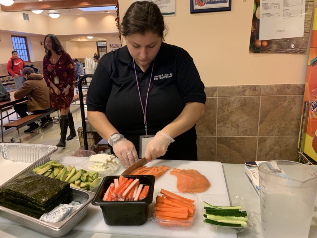 PerryWhs's tweet photo. .....Sushi anyone? Amazing, heathy and downright shocking options for students to try in WHS cafe today....#WeeRoll 🍣 @WeehawkenTSD @RobFerullo4 @WeehawkenVP https://t.co/ldozZNrSgo