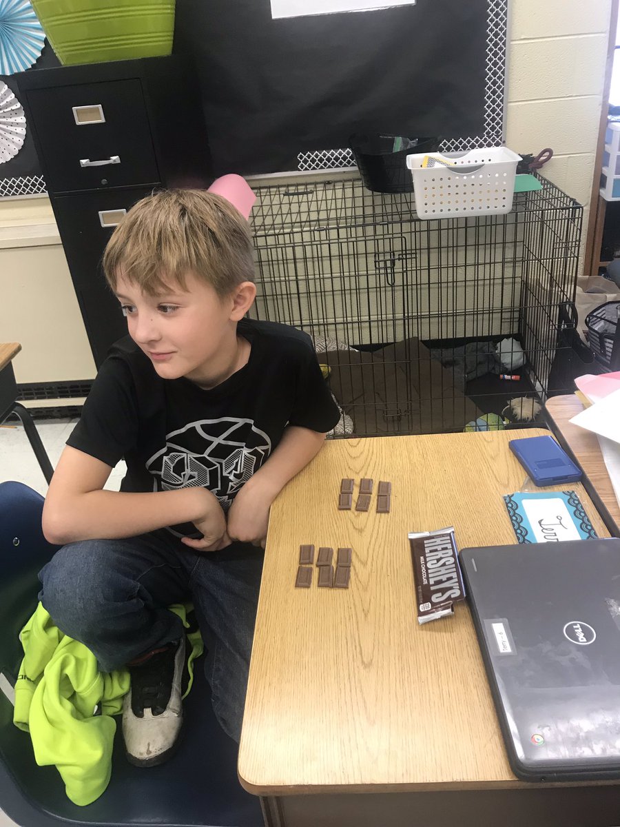 clsbuck's tweet photo. Introducing fractions with a good book and Hershey candy bars @BelviewBees Yum! https://t.co/gKa0rp2MJp
