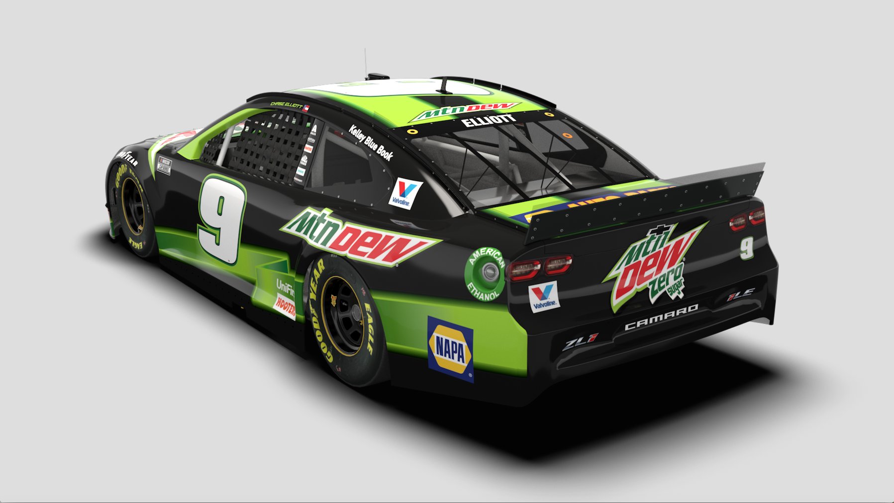 “Here's @ChaseElliott's Mountain Dew Zero Sugar paint schem...