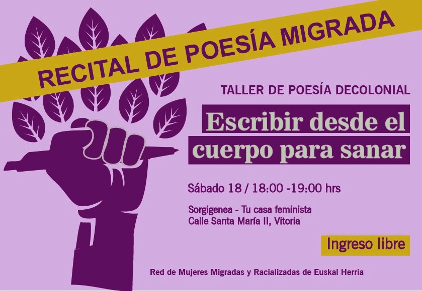 Hurbildu larunbatean poesia migratuaren errezitladira 😍

Acércate al recital de poesia migrada de este sábado en Sorgienea 👌🏼