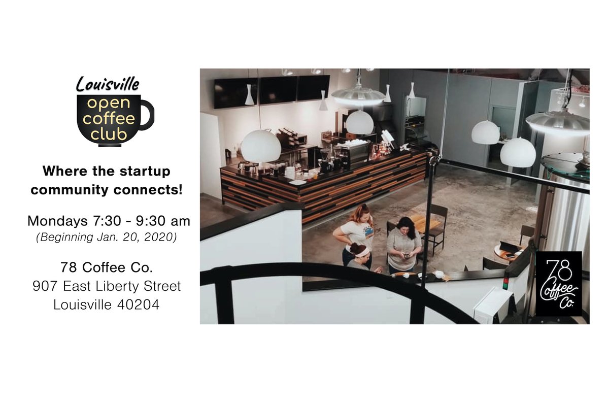 OpenCoffeeLou's tweet photo. We're back in business!  Hope to see you on Monday.  https://t.co/yJrKTmKbfQ  #startuplou @LouisvilleLeap https://t.co/efkbjbys0Q