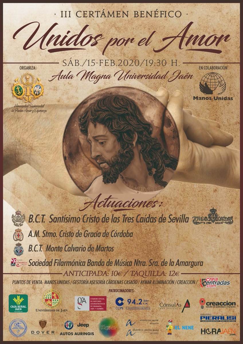 HdadPerdonJn's tweet photo. III Certámen Benéfico "Unidos por el Amor".
@AMCRISTODGRACIA
@MonteCalvario_
@filarmonicajaen
@3Caidas_Triana https://t.co/gRzY4ll1Tq