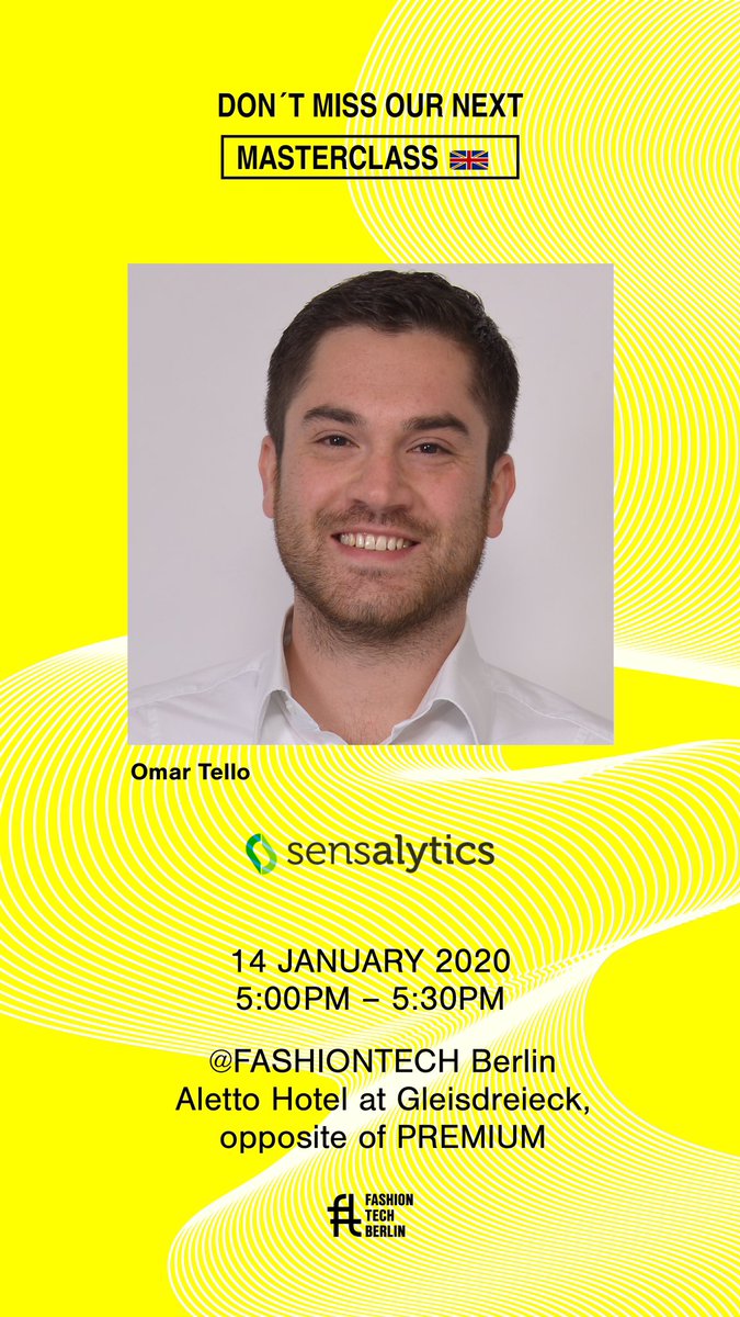itsFASHIONTECH's tweet photo. Meet Omar Tello, Managing Director @sensalytics at our next masterclass, at FASHIONTECH Berlin! https://t.co/rl8MbKqME1