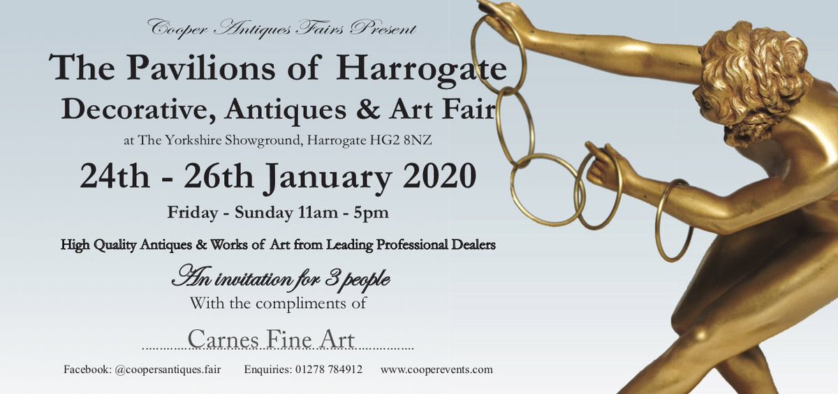 Carnes Fine Art will be offering original works of art at the upcoming Pavilions of Harrogate Decorative Antiques &amp; Art Fair 24-26 Jan. Complimentary tickets available. Contact us for further details. #art #antiques #sculptures #artforsale #harrogate #fineart #yorkshire