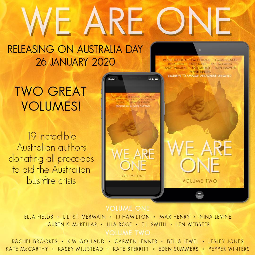 #PREORDER We Are One: Volume Two by @BellaJewel73 @RachelBrookes_ @KellyGolly @CarmenJAuthor @LesleyKJones @KMacinOz @KaseyMillstead @KASterritt @EdenSummers1 @PepperWinters #CharityAnthology #BushFiresAustralia #AustraliaBurns amzn.to/36Rn5vX