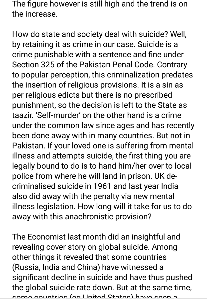 UmarRiazOficial's tweet photo. The suicide of young officer &amp; colleague is both shocking &amp; eye opening.  I have been thinking about the issue for some time &amp; wrote a piece in The Friday Times. I am reprdoucing the text below to create awareness about the gravity of suicides, the deaths that can be avoidable https://t.co/Tc7bdZFJQq