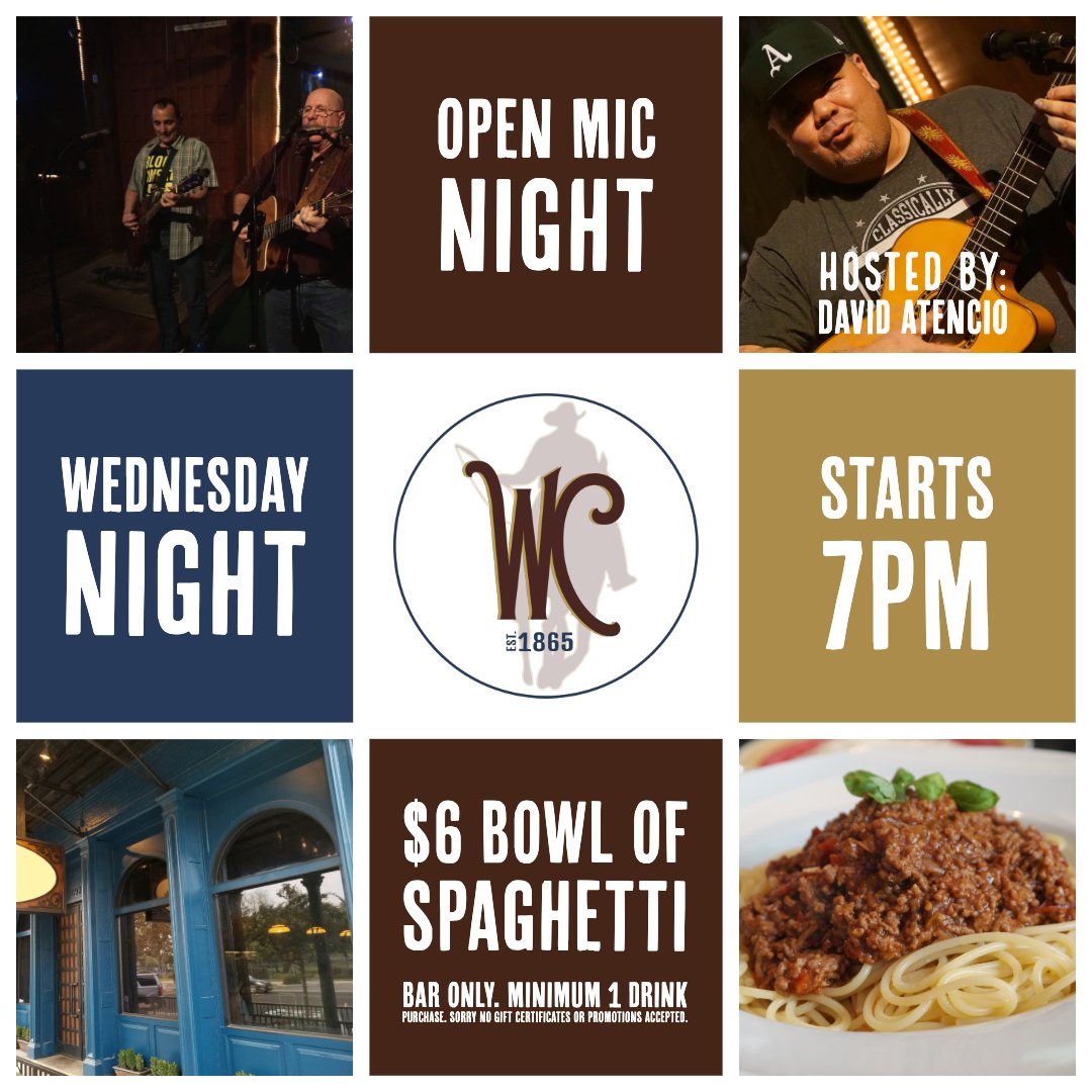 TheWBCrossing's tweet photo. We've got talent, yes we do. We've got talent and $6 spaghetti, too! Every Wednesday night at The Crossing $6 bowls of spaghetti and Feel Good Open Mic Night hosted by David Atencio.
#209miccheck #openmic #visitlodi #corkvibe #wc1865 #wendesdaynights https://t.co/uMjghNnwvX